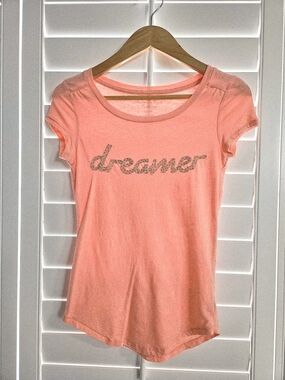 American Eagle Outfitters Coral Pink 'Dreamer' Short Sleeve Tee